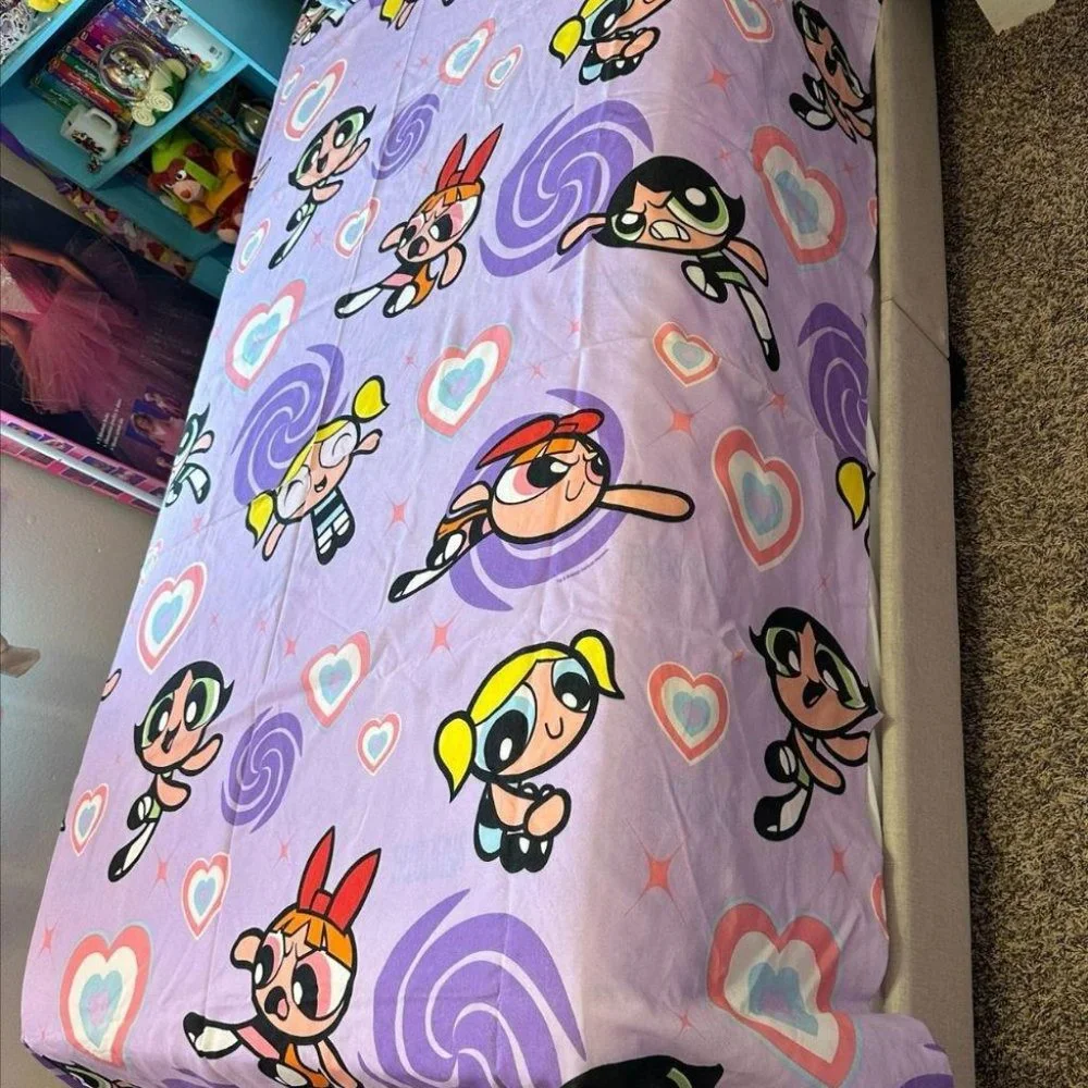 FULL SIZE POWERPUFF GIRLS FLAT‎ SHEET AND PILLOW CASE